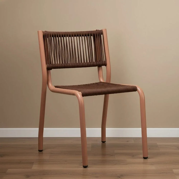 The Loom Chair Without Arm  Outdoor Garden Chair | All-Weather Garden Seating |  One Seater Stool Modern Outdoor Furniture For Indoor/ Outdoor 51x58x79cm-Brown/Red