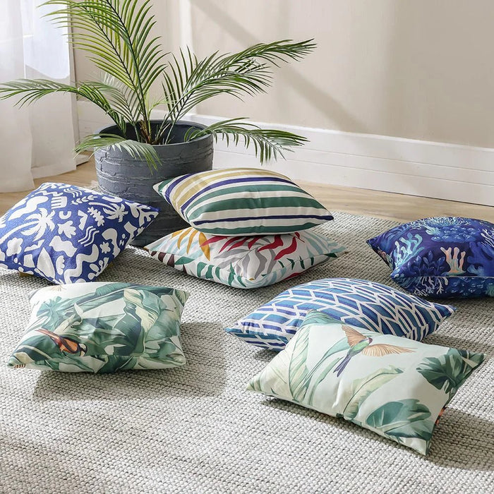 Toss Pillow With Zipper Without Piping | Patio Throw Pillow Garden Farmhouse Decor | Decorative Cushion For Outdoor Seating Chair Sofa Swing Gazebo 45X45cm-Print Timeless Stripe