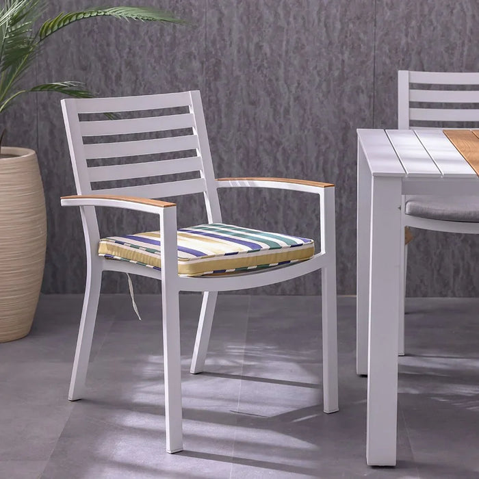 Timeless Stripe Square Seat Cushion 43x43x5cm - Stylish Outdoor Cushion for Garden Furniture - Durable Polyester, Ideal for Outdoor Accessories