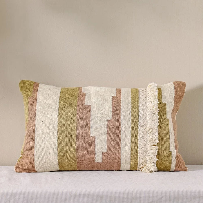 Woven Cushion  | Patio Throw Pillow Garden Farmhouse Decor | Decorative Cushion For Outdoor Seating Chair Sofa Swing Gazebo 30X45cm-Dusty Rose Blush