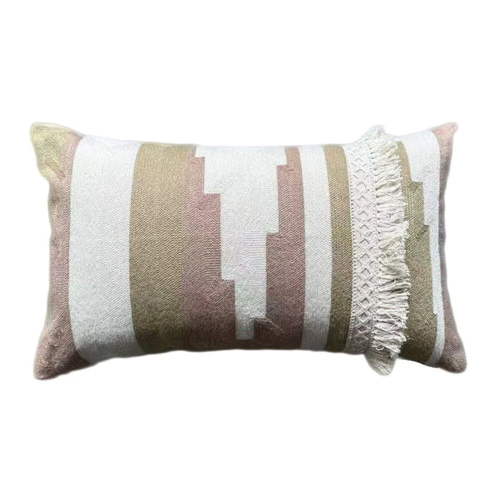 Woven Cushion  | Patio Throw Pillow Garden Farmhouse Decor | Decorative Cushion For Outdoor Seating Chair Sofa Swing Gazebo 30X45cm-Dusty Rose Blush