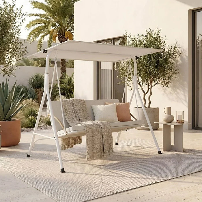 Lydia Grey 3-Seater Outdoor Swing, Polyester Garden Patio Swing Chair With 6-Month Warranty For Relaxed Seating