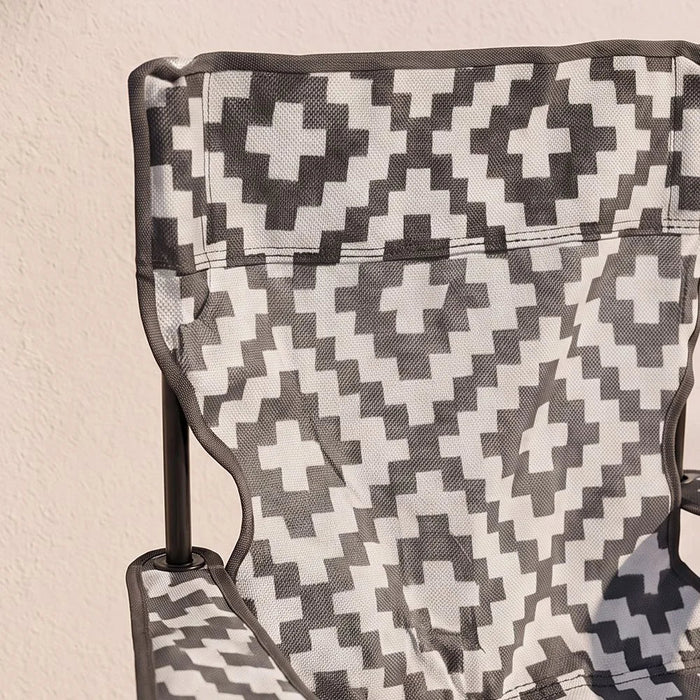 Foldable Camping Chair - Black and Grey Pattern for Outdoor