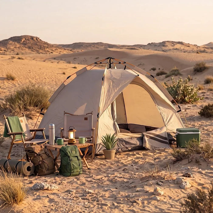 2 Person Auto Tent | Beige and Gray | Outdoor Camping
