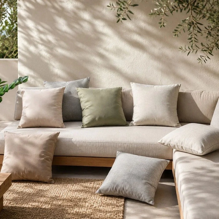 Toss Pillow Canvas Leaf 45x45cm, Green, Mackintosh, Outdoor Toss Pillow For Garden Seating, For Garden, Poolside, Patio And Family Outdoor Use