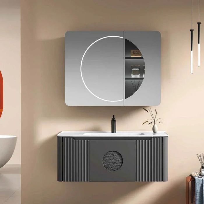 Vanity Set Basin Mirror AD6060 Plywood Melamine Basin 1000 x 500 Mirror 900 x 700, Black, Bathroom Vanity Set With Basin And Mirror, With 1 Year Warranty