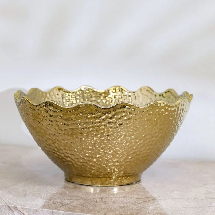 Liana Bowl Home Décor Gold Center piece Ligh weight Use as Table Decorative in Golden 26.5X26.5X12.5Cm Gold