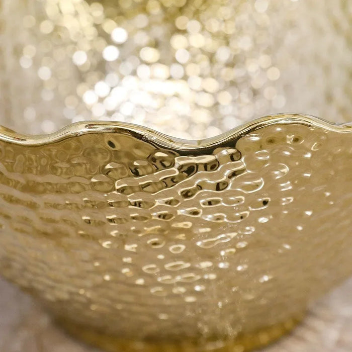 Liana Bowl Home Décor Gold Center piece Ligh weight Use as Table Decorative in Golden 26.5X26.5X12.5Cm Gold