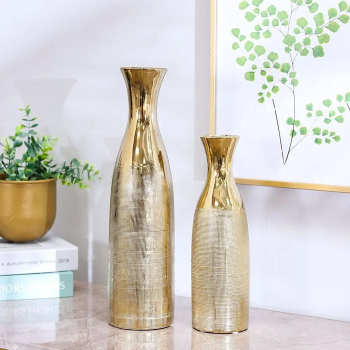 Liana Set Of 2 Vase 9X9X30 Cm Gold