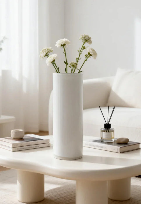 Emerelle Solid Color Vase With Bubble 13.8X8X35Cm White