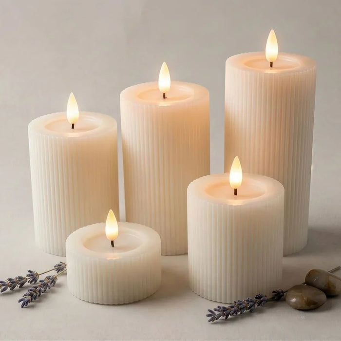 Raha Led Candle Set Of-2 7X3.5Cm Ivory