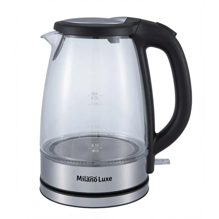 Milano Luxe Electric Kettle, Glass, 1.7L, For Tea and Coffee