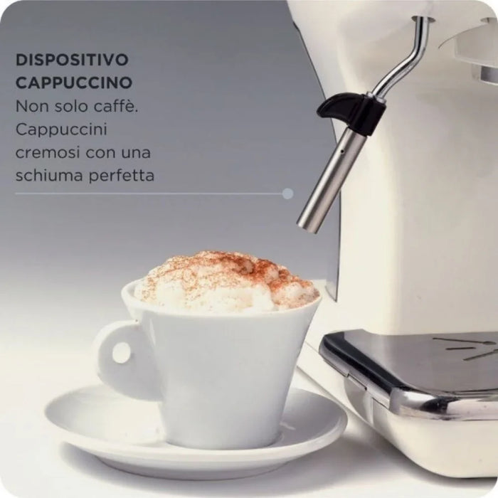 Ariete 1389/15 Retro Espresso Machine Blue, Coffee Maker With Milk Frother For Lattes Cappuccinos Powder And Pods