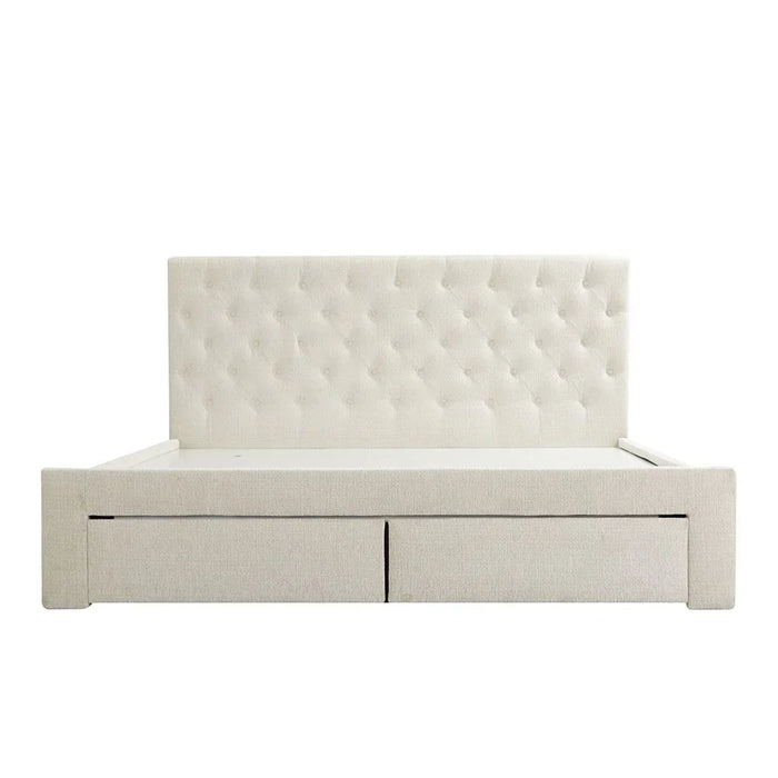 Bacia 180x200 King Bed with 2 Front Drawers-Beige-With 2-Year Warranty