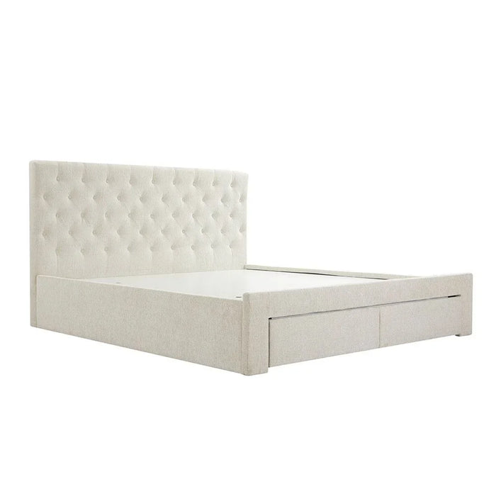 Bacia 180x200 King Bed with 2 Front Drawers-Beige-With 2-Year Warranty
