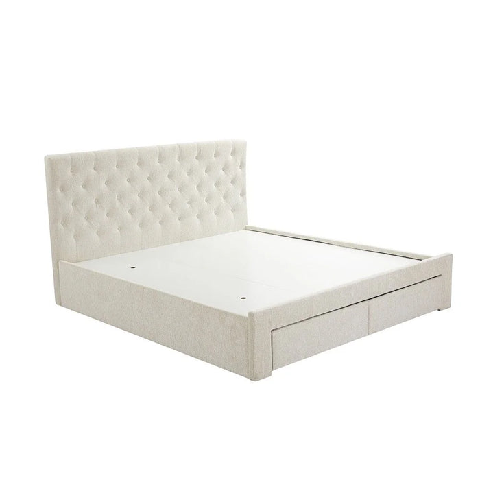 Bacia 180x200 King Bed with 2 Front Drawers-Beige-With 2-Year Warranty