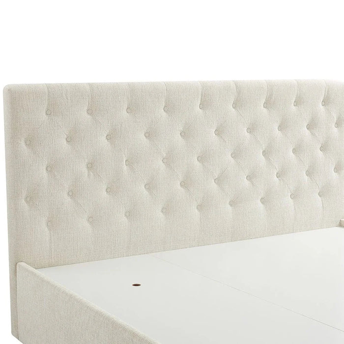 Bacia 180x200 King Bed with 2 Front Drawers-Beige-With 2-Year Warranty