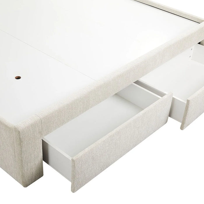 Bacia 180x200 King Bed with 2 Front Drawers-Beige-With 2-Year Warranty