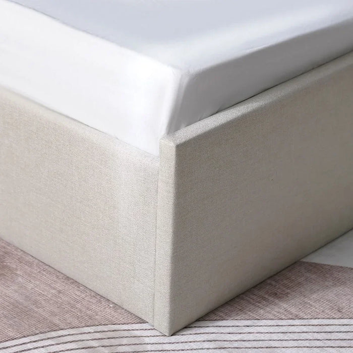 Supreme Benz 180x200 Upholstered King Bed | Modern Design Wooden Double Bed Frame Furniture | Comfortable Bed (Mattress Not Included) L215.5xW202xH111cm-Beige