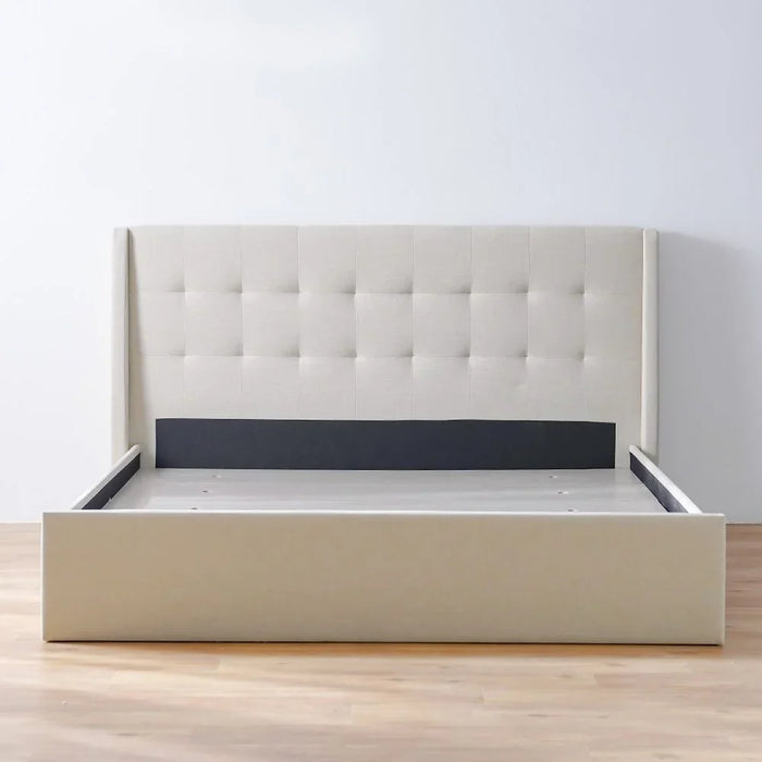 Supreme Twix 160x200 Upholstered Bed-Beige-With 2-Year Warranty