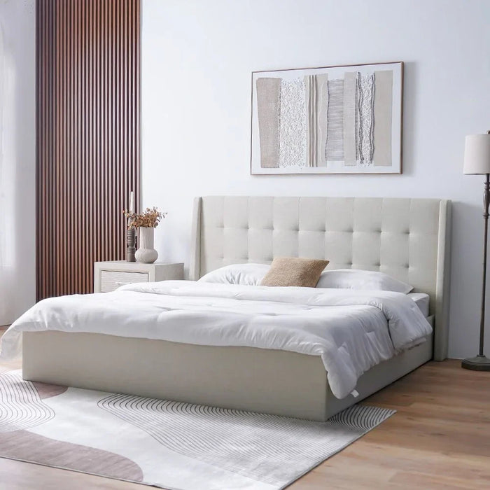 Supreme Twix 160x200 Upholstered Bed-Beige-With 2-Year Warranty