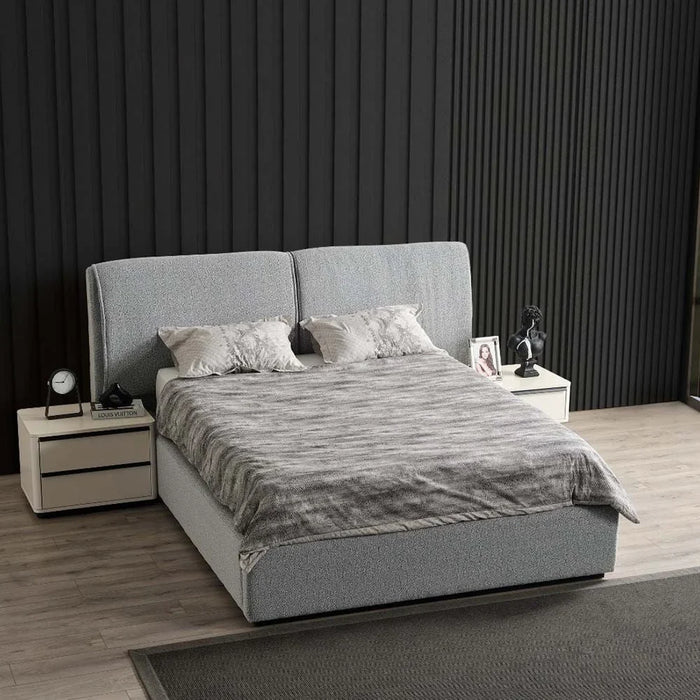 Jehangir 180x200 Upholstered King Bed Modern Grey King Size Bed with Soft Upholstery, Stylish and Comfortable Bedroom Furniture, Elegant Bed Frame for Home DÃ©cor