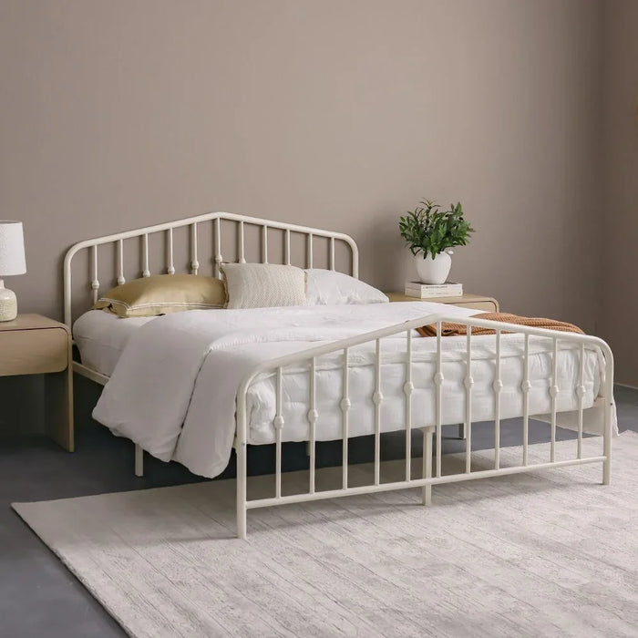 Bella Apex 160x200 Metal Queen Bed | Modern Design Metal Double-White