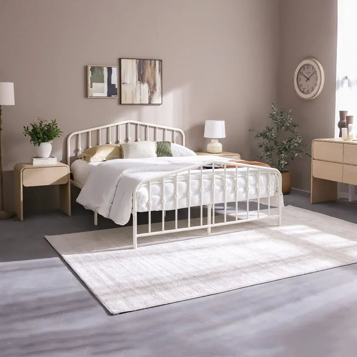 Bella Apex 160x200 Metal Queen Bed | Modern Design Metal Double-White