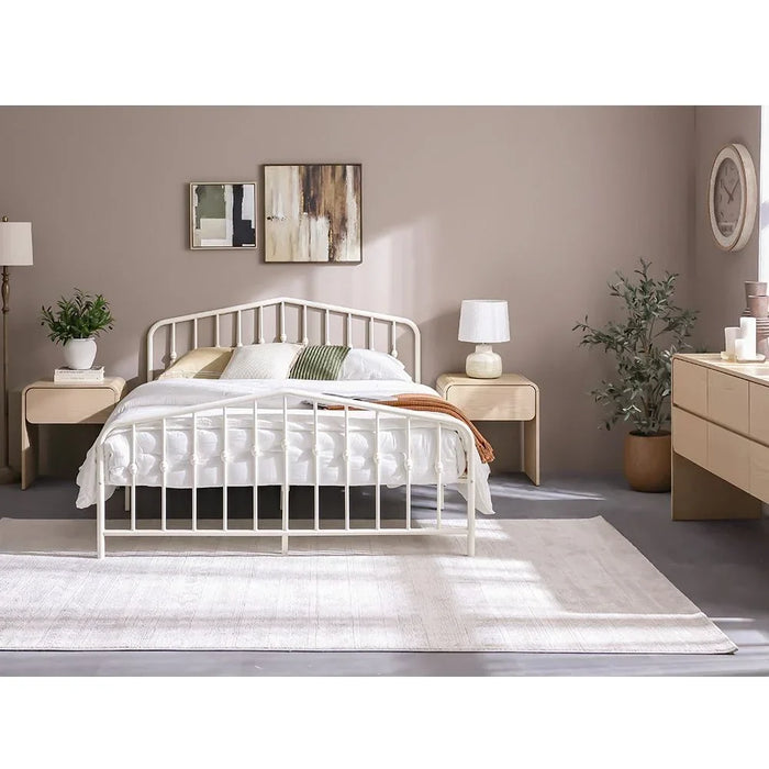 Bella Apex 160x200 Metal Queen Bed | Modern Design Metal Double-White