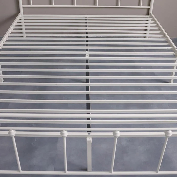 Bella Arrow 160x200 Metal Queen Bed | Modern Design Metal Double Bed Frame Furniture | Comfortable Bed (Mattress Not Included) L210.8xW168.2xH100cm-White