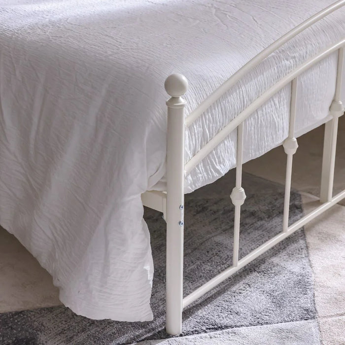 Bella Curve 160x200 Metal Queen Bed | Modern Design Metal Double Bed Frame Furniture | Comfortable Bed (Mattress Not Included) L210.8xW168.2xH101.6cm-White