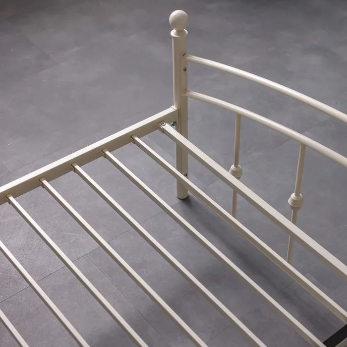 Bella Curve 160x200 Metal Queen Bed | Modern Design Metal Double Bed Frame Furniture | Comfortable Bed (Mattress Not Included) L210.8xW168.2xH101.6cm-White