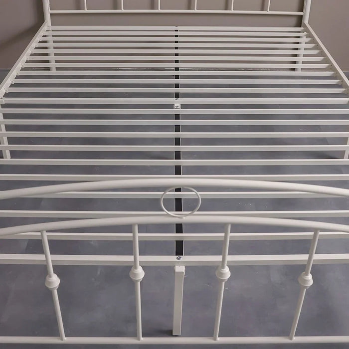 Bella Curve 160x200 Metal Queen Bed | Modern Design Metal Double Bed Frame Furniture | Comfortable Bed (Mattress Not Included) L210.8xW168.2xH101.6cm-White