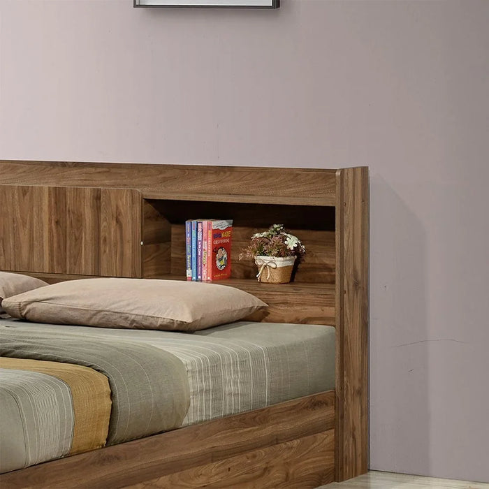 Supreme 180x200 King Size Bed – Spacious Design Modern Engineered Wood Frame, Stylish Headboard, Light Walnut Finish – Durable Bedroom Furniture