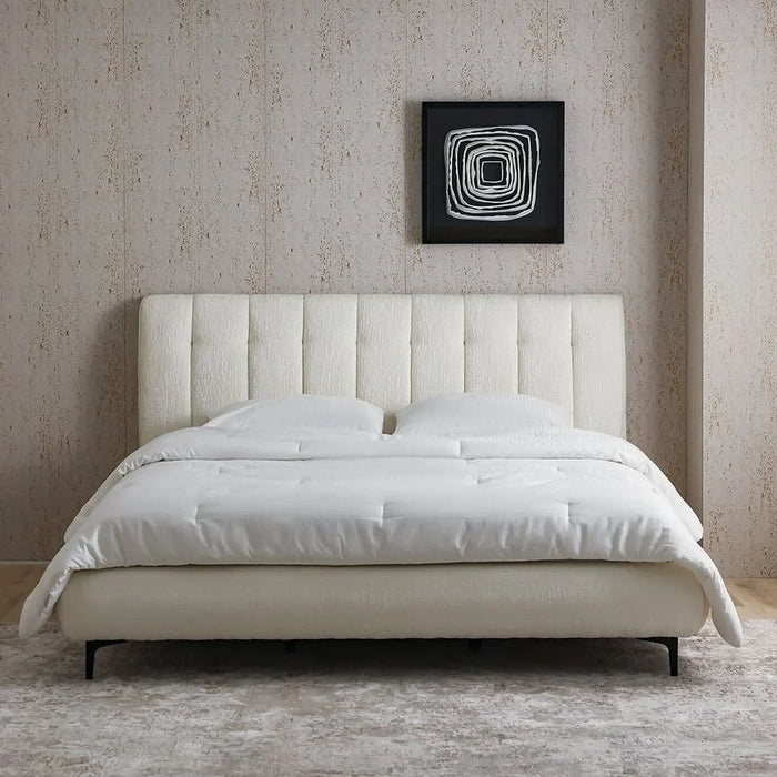 Ember 160x200 Upholstered Queen Bed | Modern Design Wooden Double Made In Malaysia -Natural