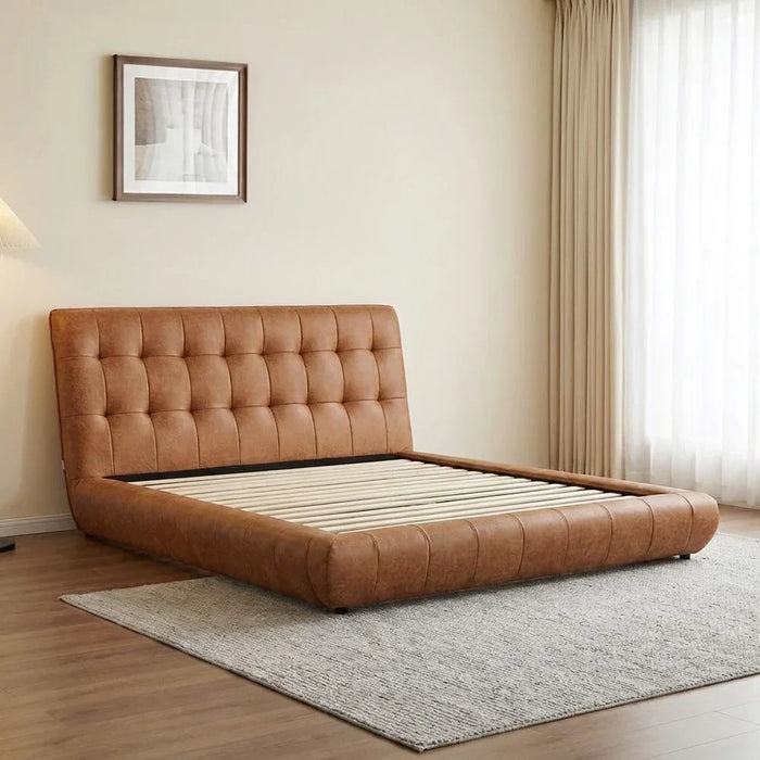 Aragon 180x200 King Bed - Caramel Platform Bed for Ultimate Comfort | Stylish Bedroom Furniture | Durable Foam Construction | Size: L246xW215xH112cm