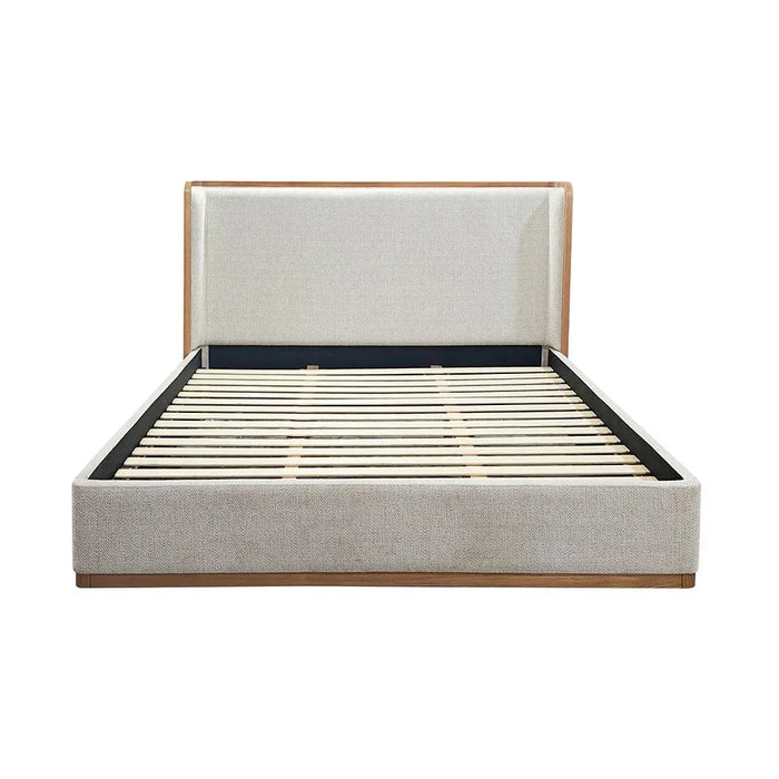 Nordomi 200X200 Upholstered Super King Bed w/Solid Wood Frame | Modern Design Wooden Double Bed Frame Furniture | Comfortable Bed (Mattress Not Included) - Beige/Natural