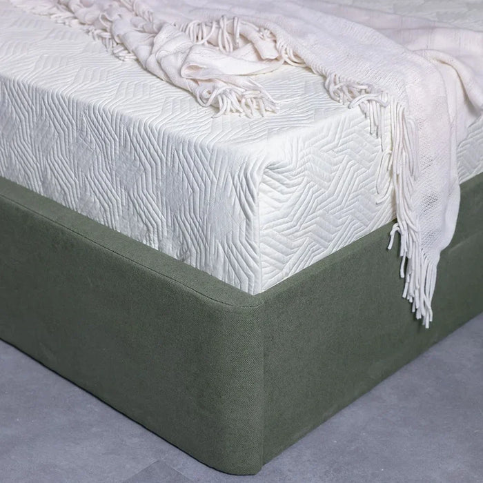 Olive 160x200 Upholstered Queen Bed | Modern Design Wooden Double Bed Frame Furniture | Comfortable Bed (Mattress Not Included) -Olive Green