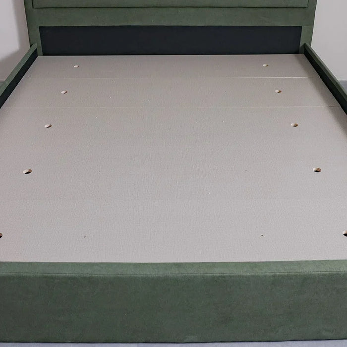 Olive 160x200 Upholstered Queen Bed | Modern Design Wooden Double Bed Frame Furniture | Comfortable Bed (Mattress Not Included) -Olive Green