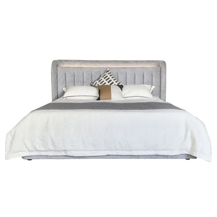 Santelmo 150X200 Queen Bed With Led Light & Hydraulic Underbed Storage - L.Grey