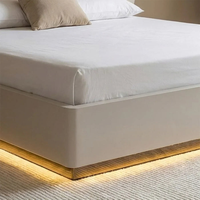 Virgo 200x200 Super King Bedset with LED, 2 Nightstands, 6 Drawer Dresser, Mirror & Stool - Stylish Matt Grey Upholstered Bedroom Set - Engineered Wood - Size: L269xW218.2xH121cm