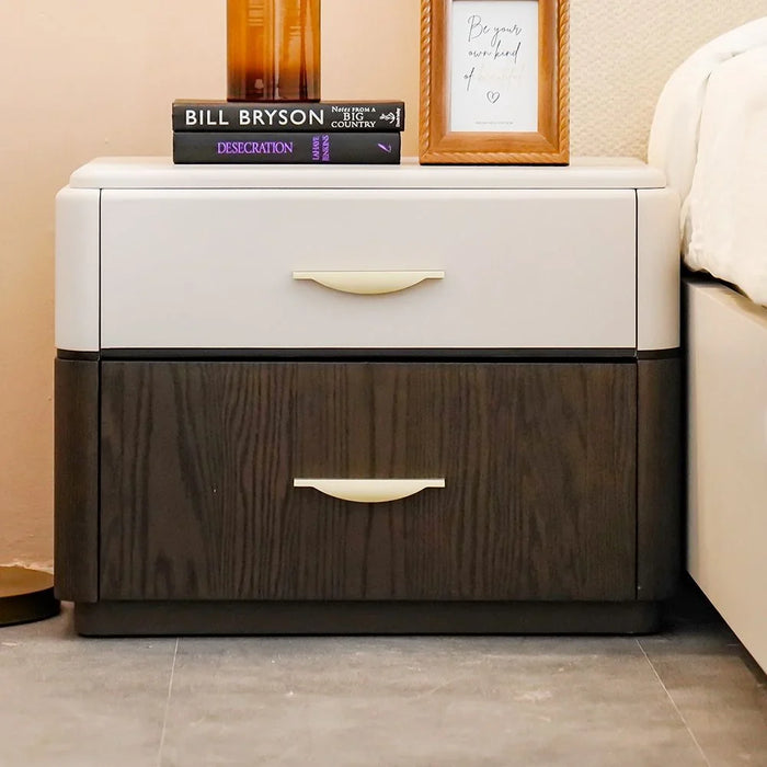 DaVita 200x200  Super King Upholstered Bedset With 2 Night Stand and 6 Drawer Dresser with Mirror & Stool | Comfortable Bedset | Sturdy Modern Design Wooden Bedroom Set - Beige/Brown