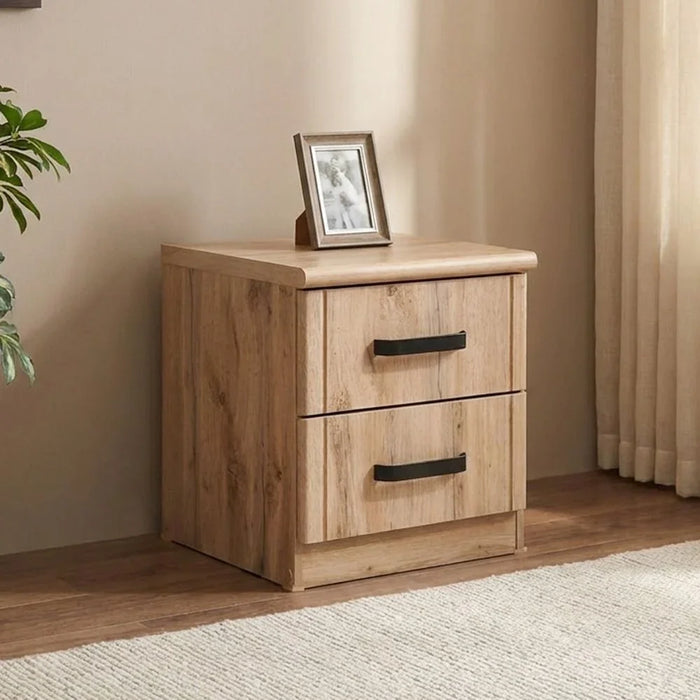 Raymond 180X200 Hydraulic King Bed+2Nightstands+Dresser/Mirror| Comfortable Bedset | Sturdy Modern Design Wooden Bedroom Set - Canada Oak