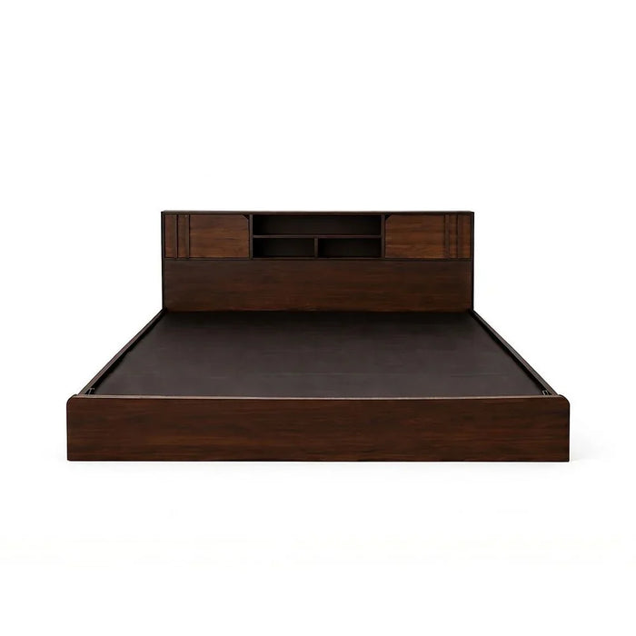 Kentorp 160X200 Queen Bed+1 Nightstand+Dresser/Mirror & Stool| Comfortable Bedset | Sturdy Modern Design Wooden Bedroom Set - Espresso/Columbia