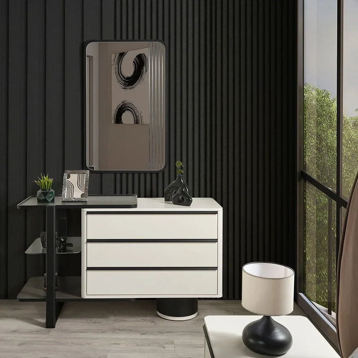 Jehangir Dresser with Mirror - White / Black