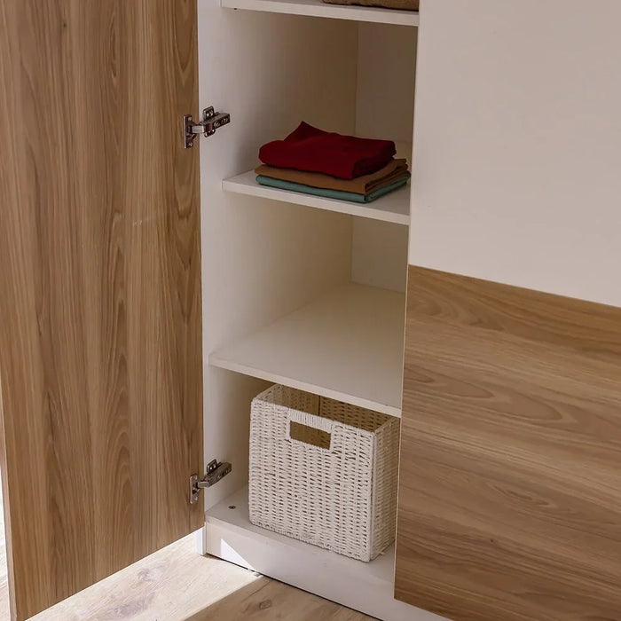 Sacramento 3 Door Wardrobe With Mirror - Beige / Oak