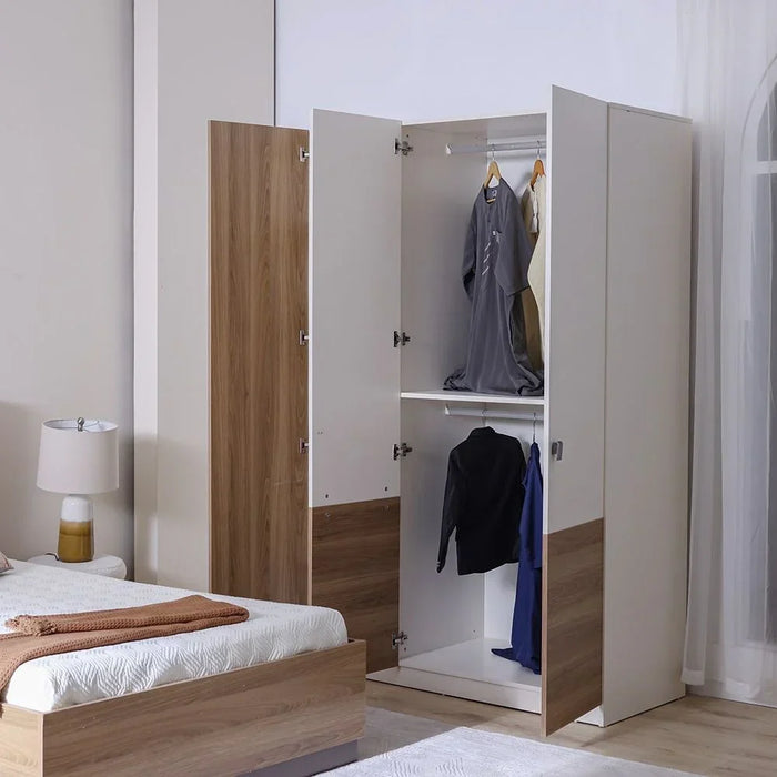 Sacramento 3 Door Wardrobe With Mirror - Beige / Oak