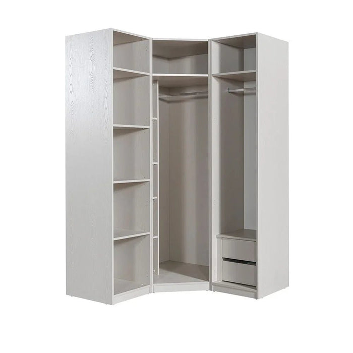 Infinity Corner Wardrobe With Hanger And Shelves | Modular Wardrobe | Modern Design Storage For Bedroom L95xW59xH230cm - L.Taupe