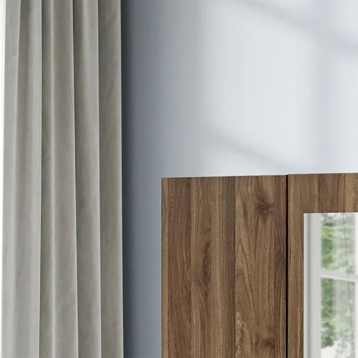 Supreme 2-Door Wardrobe with Mirror – Light Walnut Finish – Modern Wooden Wardrobe with Hanging Rod & Shelves – Spacious Bedroom Storage Cabinet