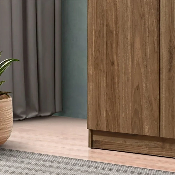 Supreme 3-Door Swing Wardrobe with Mirror – Light Walnut Finish – Spacious Bedroom Storage Cabinet with Hanging Rod & Shelves – Modern Wardrobe for Bedroom, Living Room, Hallway – Stylish Wooden Wardrobe for Home Organization